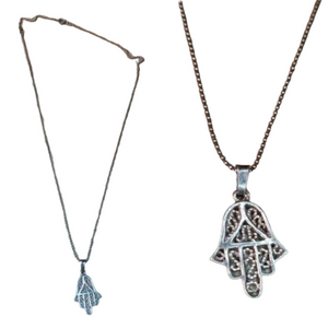 SOLID Sterling Silver 925 Hamsa Pendant Chain Necklace Protection Spiritual.